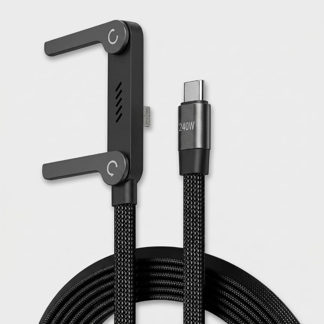 240W Type C Charging Cable with Built-in Phone Stand